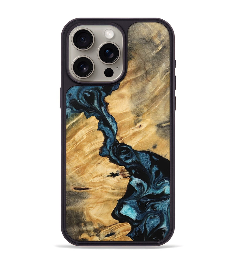 iPhone 15 Pro Max Wood Phone Case - Babe (Blue, 743263)