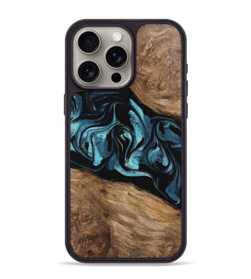 iPhone 15 Pro Max Wood Phone Case - Siew (Blue, 743273)