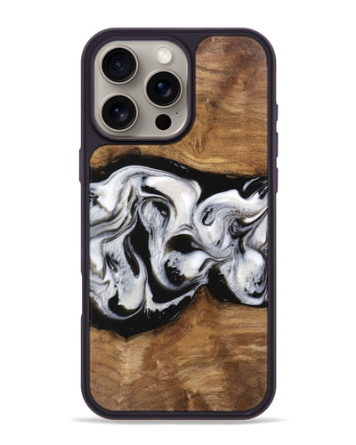 iPhone 16 Pro Max Wood Phone Case - Fleeta (Black & White, 743290)