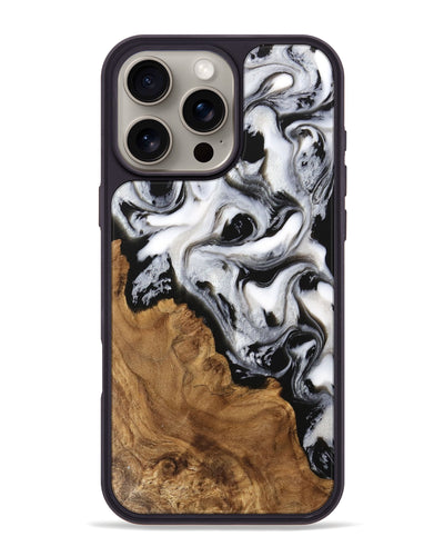 iPhone 16 Pro Max Wood Phone Case - Deneen (Black & White, 743293)