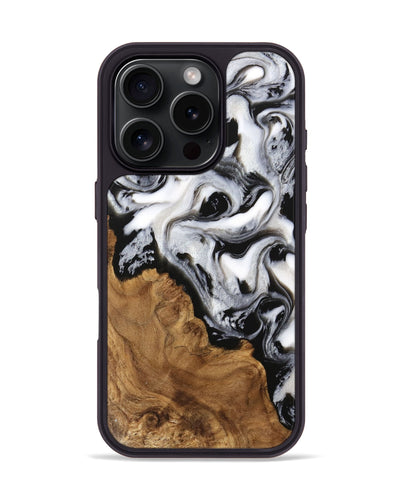 iPhone 16 Pro Wood Phone Case - Deneen (Black & White, 743293)