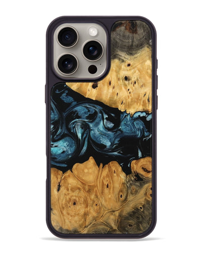 iPhone 16 Pro Max Wood Phone Case - Jerimy (Blue, 743294)