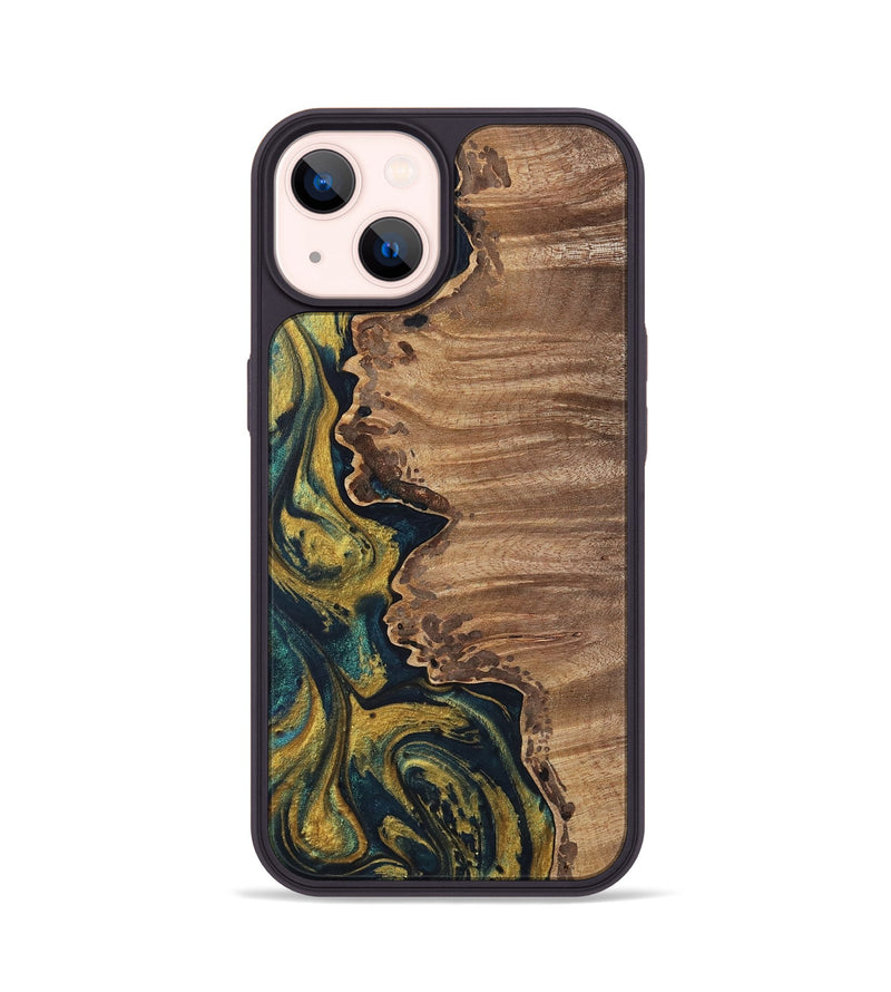 iPhone 14 Wood Phone Case - Wendy (Teal & Gold, 743331)