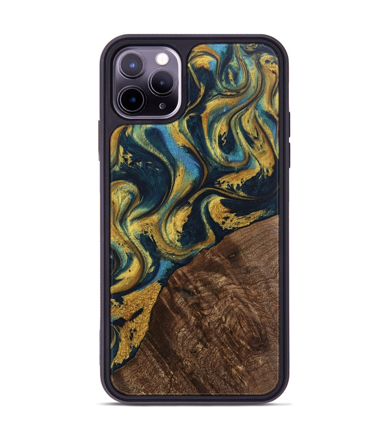 iPhone 11 Pro Max Wood Phone Case - Artie (Teal & Gold, 743335)