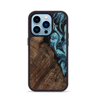 iPhone 14 Pro Wood Phone Case - Camella (Blue, 743361)