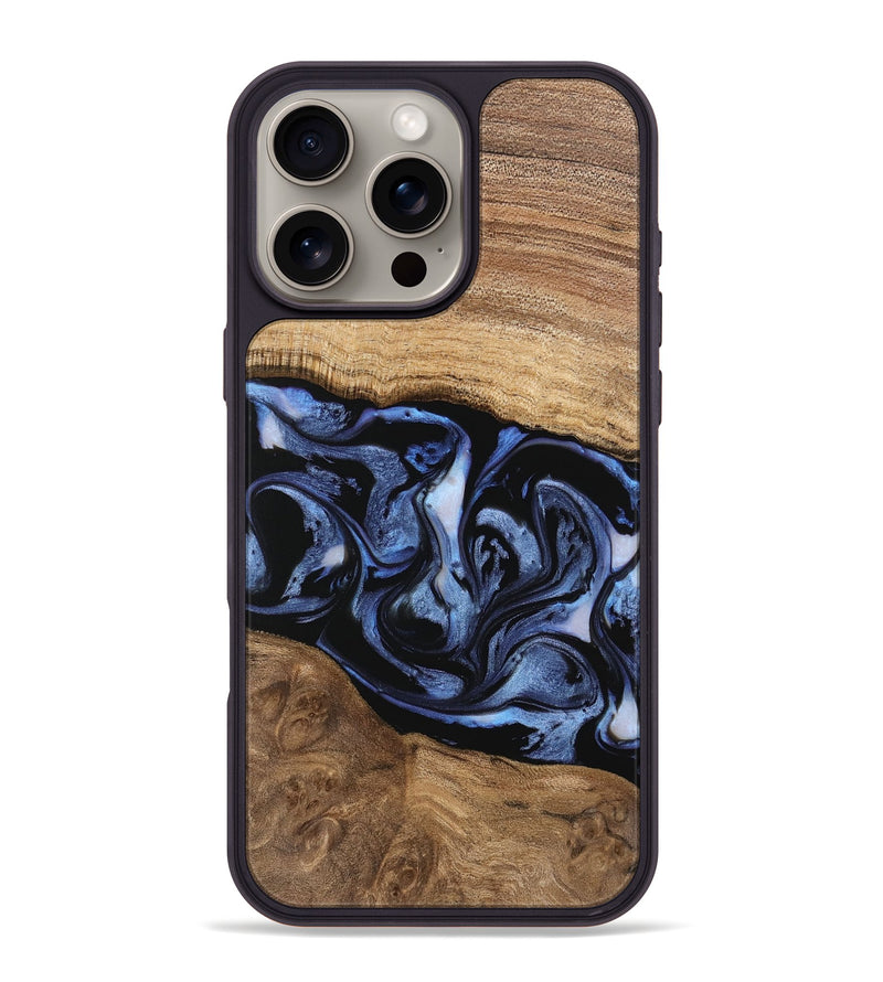 iPhone 16 Pro Max Wood Phone Case - Hildred (Blue, 743387)