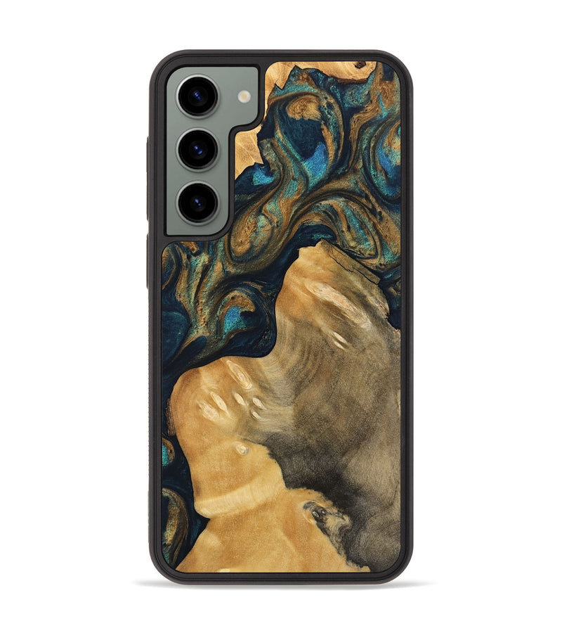 Galaxy S23 Plus Wood Phone Case - Corissa (Teal & Gold, 743417)