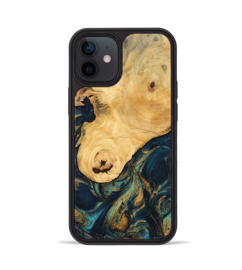 iPhone 12 Wood Phone Case - Kippie (Teal & Gold, 743419)