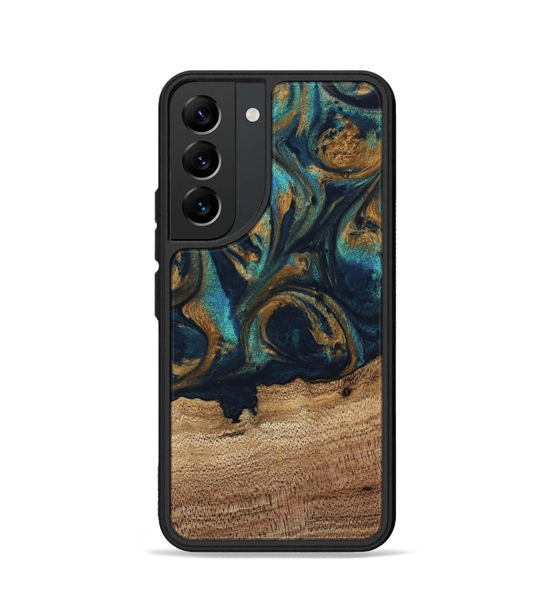 Galaxy S22 Wood Phone Case - Bodo (Teal & Gold, 743420)