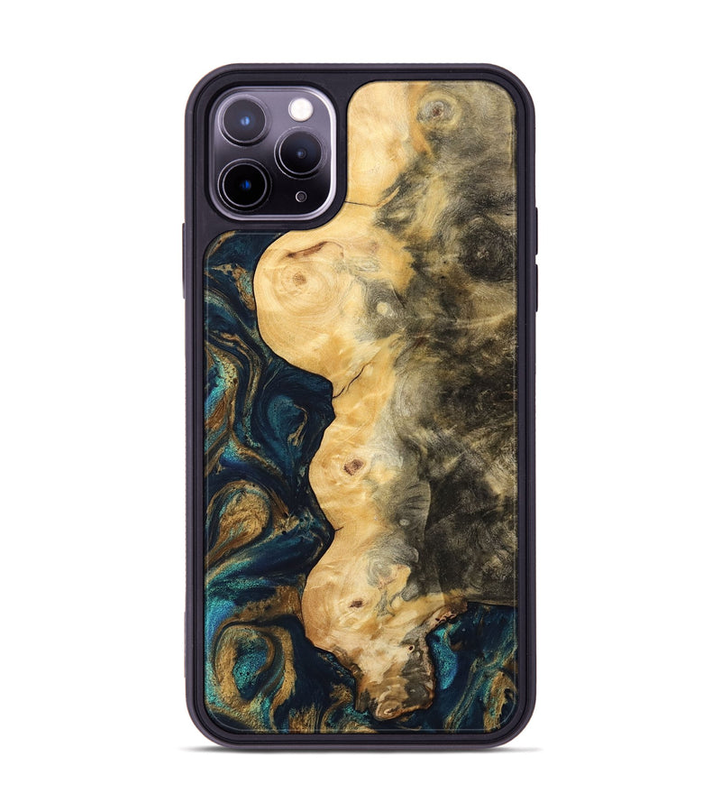 iPhone 11 Pro Max Wood Phone Case - Hamp (Teal & Gold, 743422)