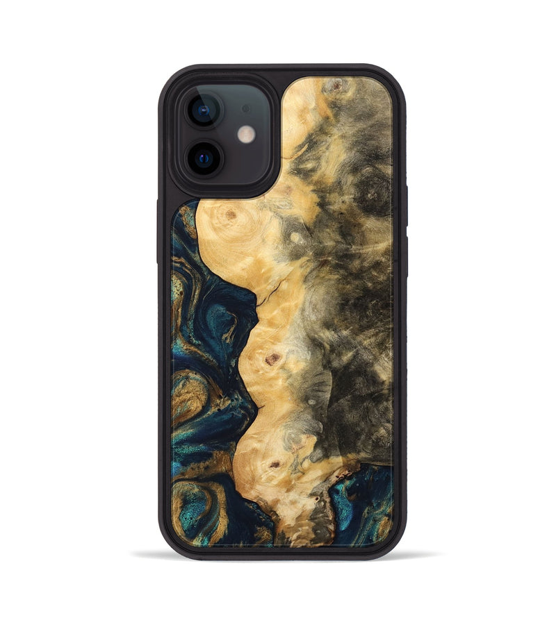 iPhone 12 Wood Phone Case - Hamp (Teal & Gold, 743422)