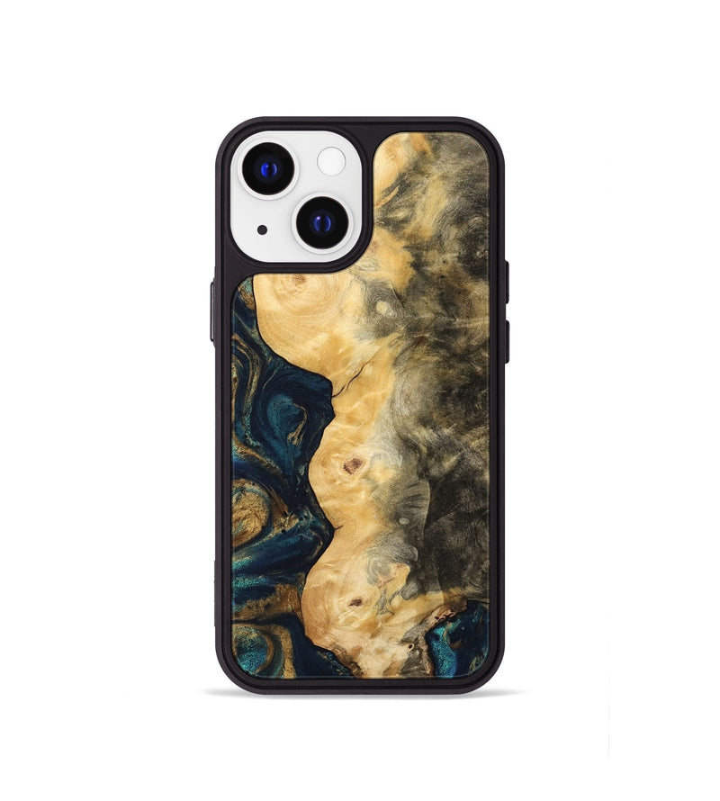 iPhone 13 mini Wood Phone Case - Hamp (Teal & Gold, 743422)