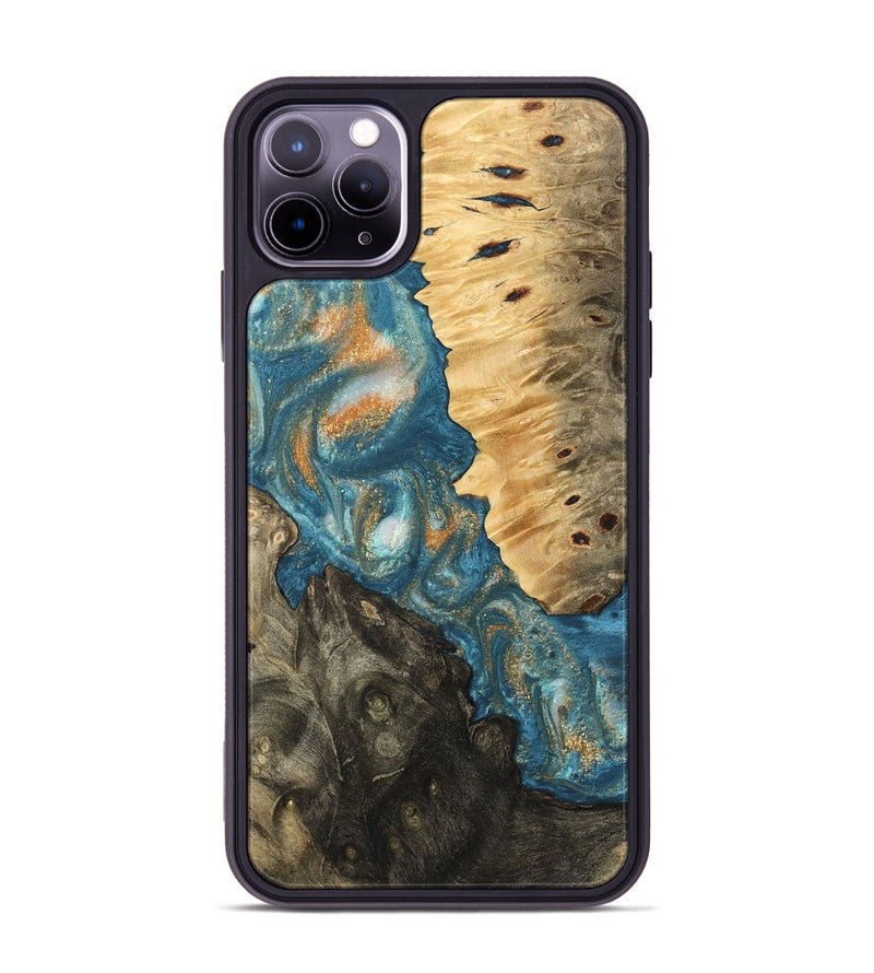 iPhone 11 Pro Max Wood Phone Case - Herbert (Teal & Gold, 743430)