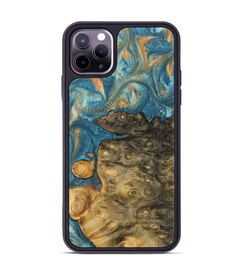 iPhone 11 Pro Max Wood Phone Case - Tats (Teal & Gold, 743431)