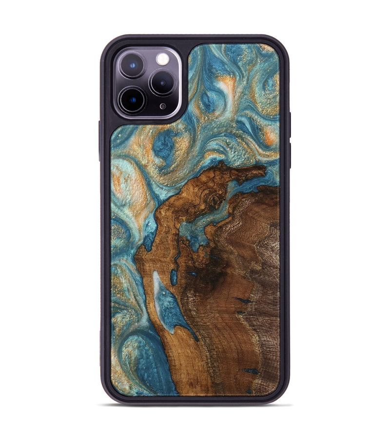 iPhone 11 Pro Max Wood Phone Case - Wiebe (Teal & Gold, 743432)