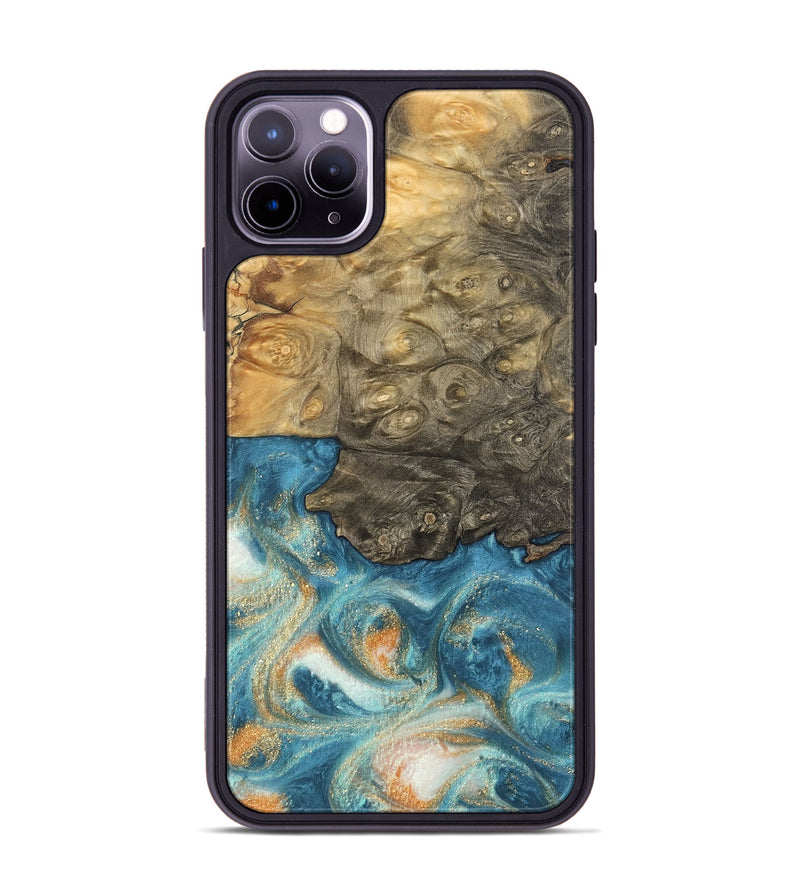 iPhone 11 Pro Max Wood Phone Case - Tildy (Teal & Gold, 743433)