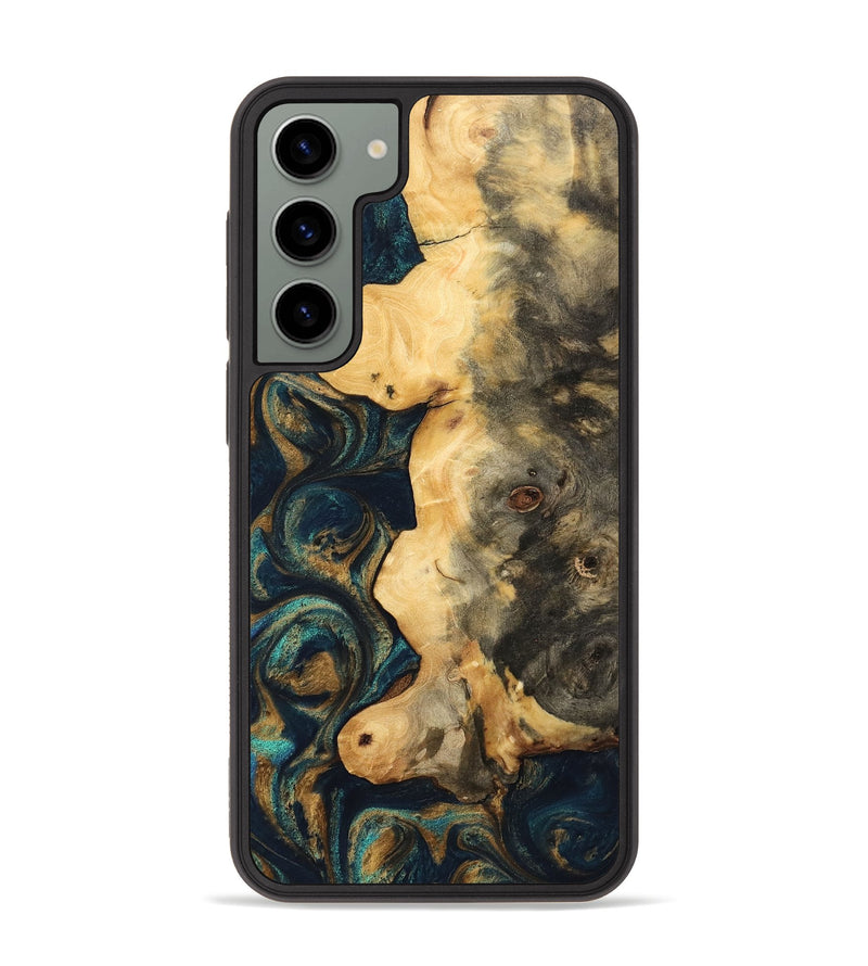 Galaxy S23 Plus Wood Phone Case - Bess (Teal & Gold, 743439)