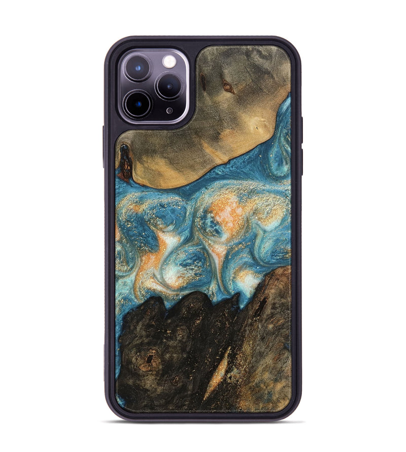 iPhone 11 Pro Max Wood Phone Case - Norma (Teal & Gold, 743441)