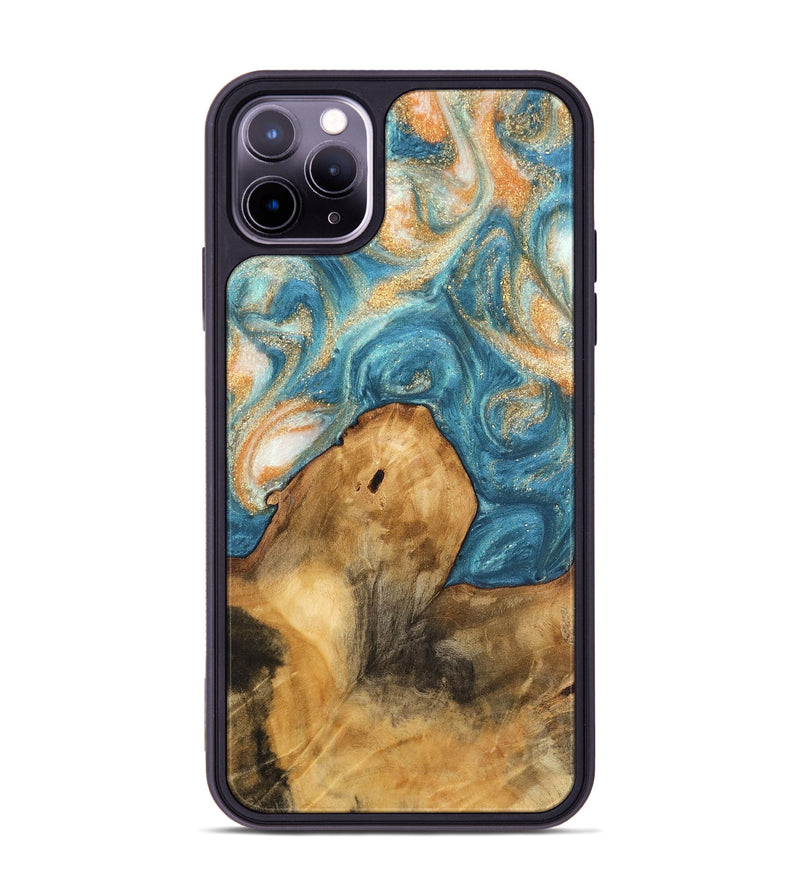 iPhone 11 Pro Max Wood Phone Case - Kendal (Teal & Gold, 743442)