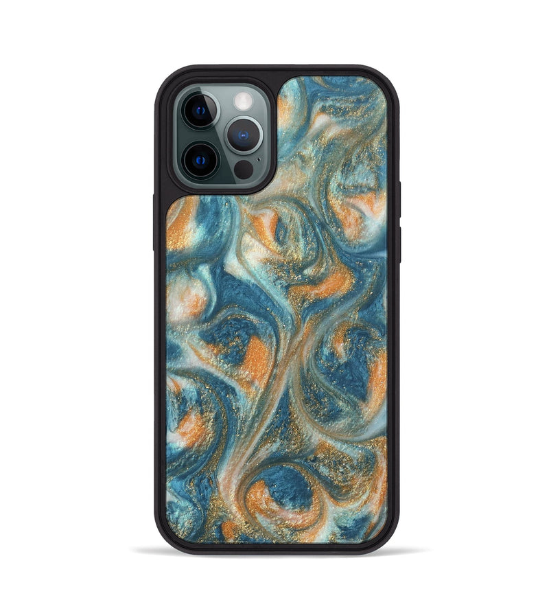 iPhone 12 Pro ResinArt Phone Case - Rosco (Teal & Gold, 743444)