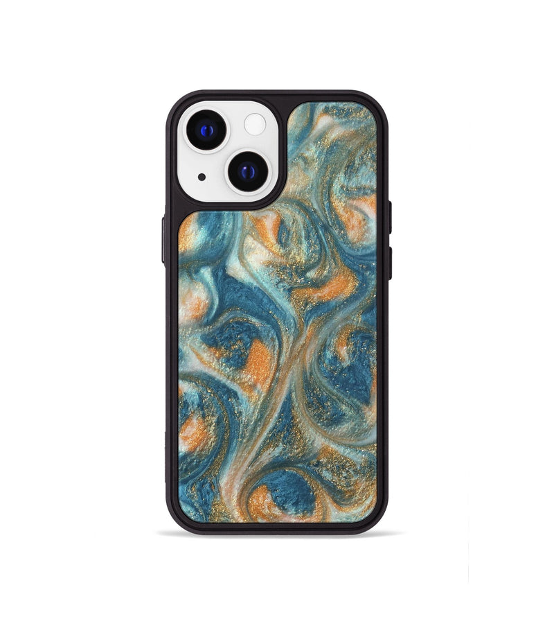 iPhone 13 mini ResinArt Phone Case - Rosco (Teal & Gold, 743444)