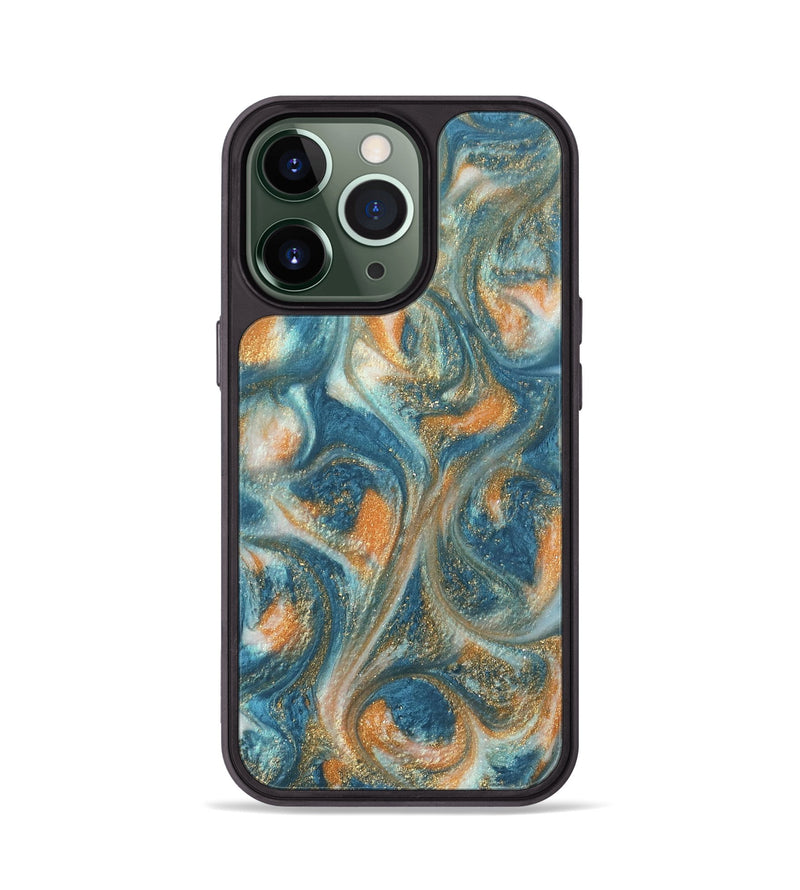 iPhone 13 Pro ResinArt Phone Case - Rosco (Teal & Gold, 743444)