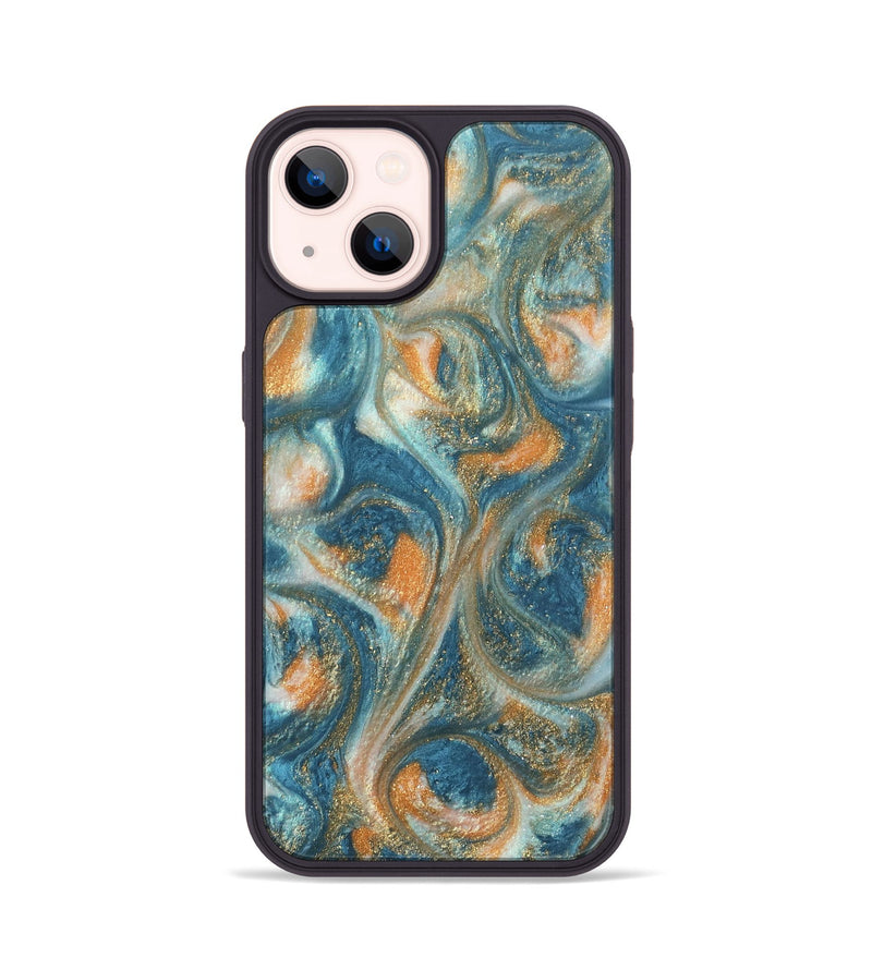 iPhone 14 ResinArt Phone Case - Rosco (Teal & Gold, 743444)