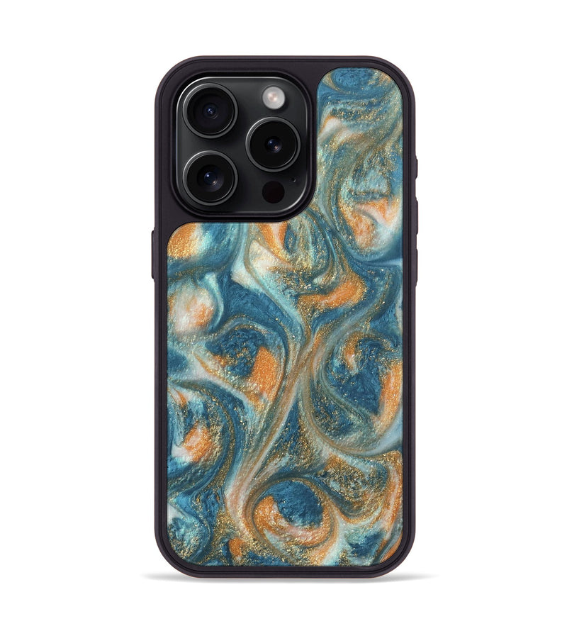 iPhone 15 Pro ResinArt Phone Case - Rosco (Teal & Gold, 743444)