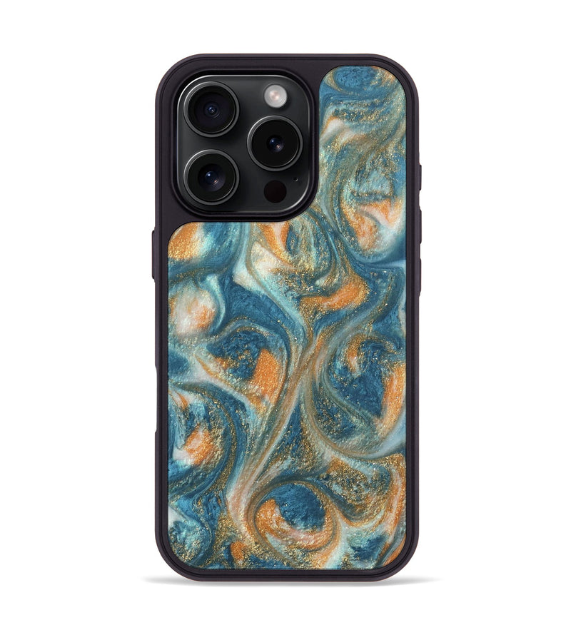 iPhone 16 Pro ResinArt Phone Case - Rosco (Teal & Gold, 743444)