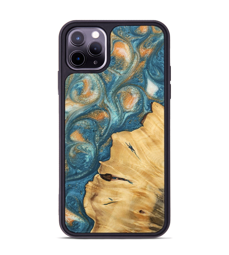 iPhone 11 Pro Max Wood Phone Case - Nella (Teal & Gold, 743451)