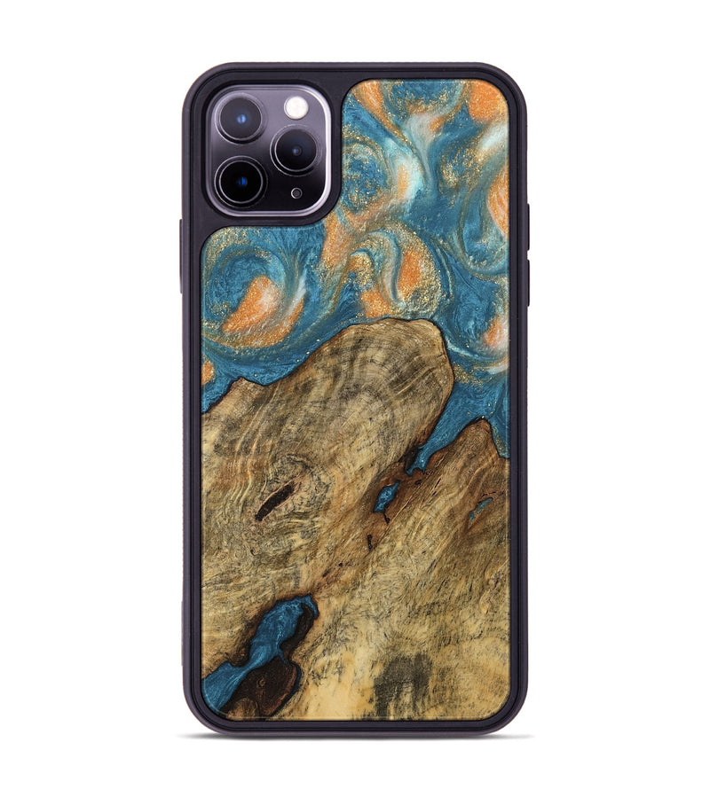 iPhone 11 Pro Max Wood Phone Case - Norrie (Teal & Gold, 743455)