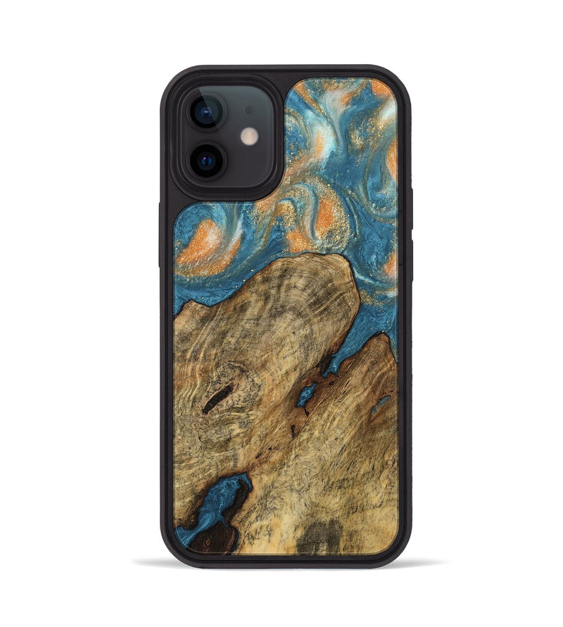 iPhone 12 Wood Phone Case - Norrie (Teal & Gold, 743455)