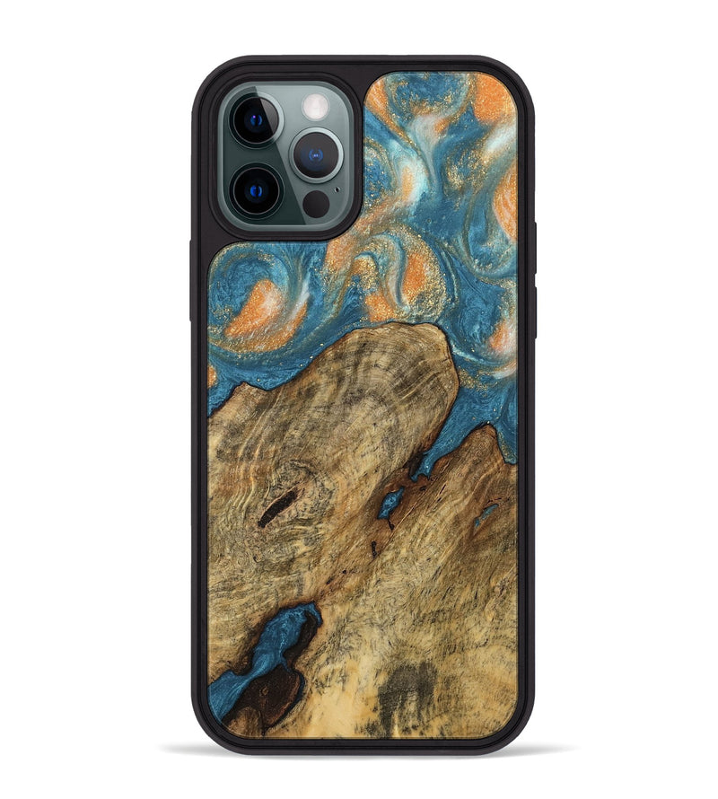 iPhone 12 Pro Max Wood Phone Case - Norrie (Teal & Gold, 743455)