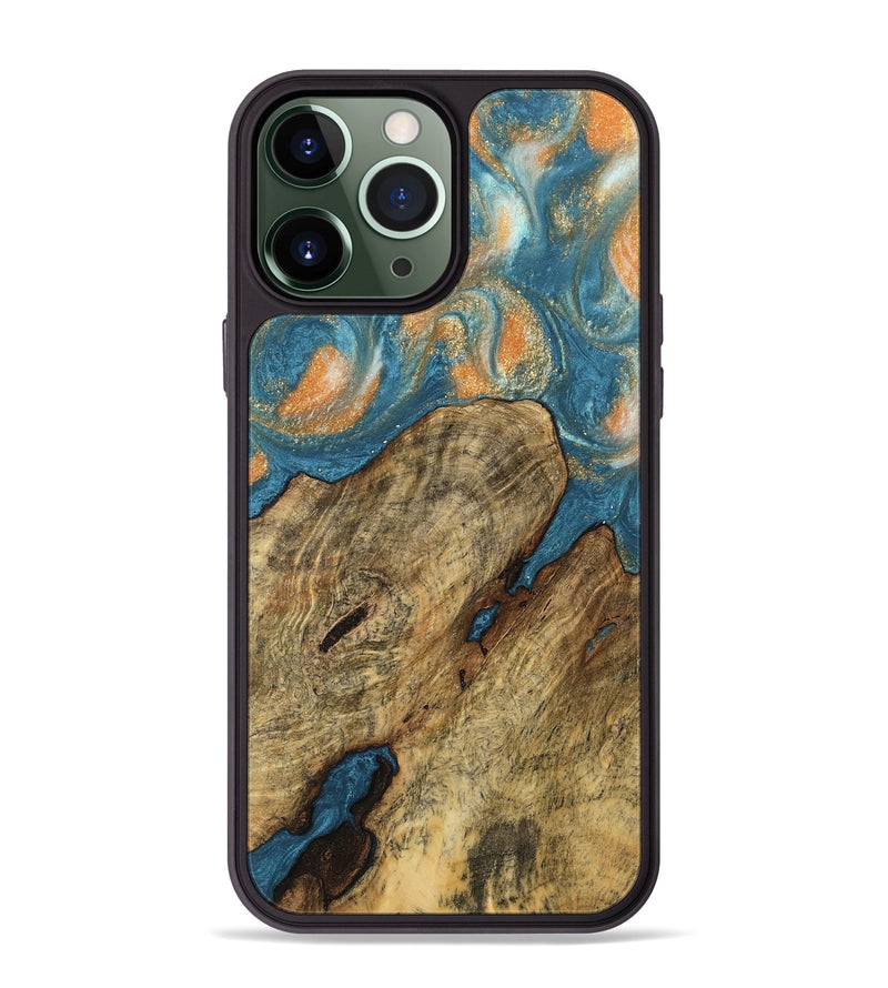 iPhone 13 Pro Max Wood Phone Case - Norrie (Teal & Gold, 743455)