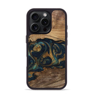 iPhone 16 Pro Wood Phone Case - Pete (Teal & Gold, 743456)