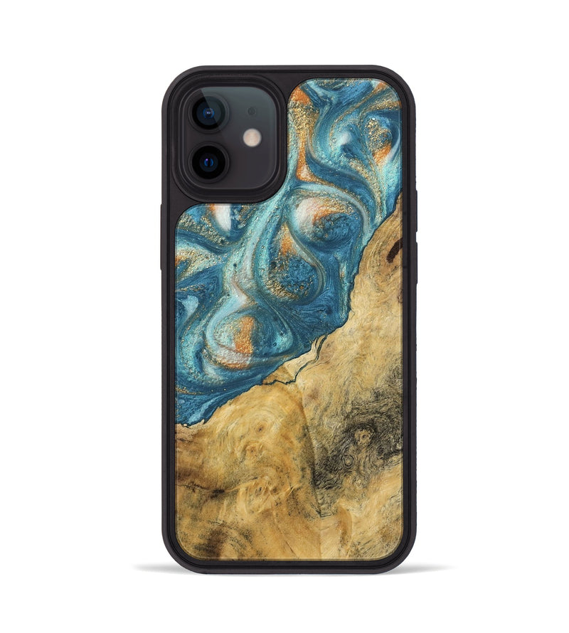 iPhone 12 Wood Phone Case - Leopold (Teal & Gold, 743460)