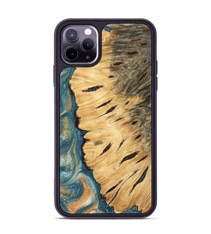 iPhone 11 Pro Max Wood Phone Case - Vonetta (Teal & Gold, 743461)