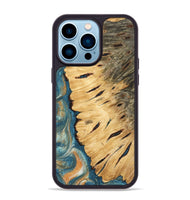 iPhone 14 Pro Max Wood Phone Case - Vonetta (Teal & Gold, 743461)