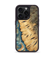 iPhone 16 Pro Wood Phone Case - Vonetta (Teal & Gold, 743461)