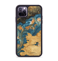 iPhone 11 Pro Max Wood Phone Case - Joao (Teal & Gold, 743464)