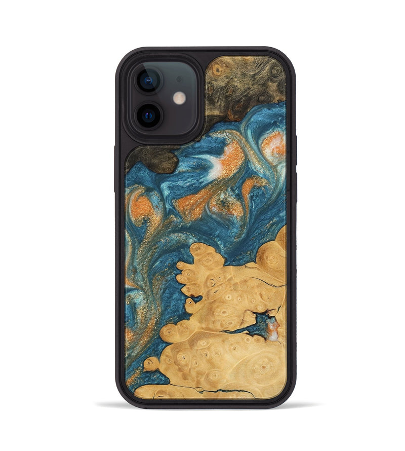 iPhone 12 Wood Phone Case - Joao (Teal & Gold, 743464)