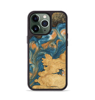 iPhone 13 Pro Wood Phone Case - Joao (Teal & Gold, 743464)