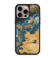 iPhone 15 Pro Max Wood Phone Case - Joao (Teal & Gold, 743464)