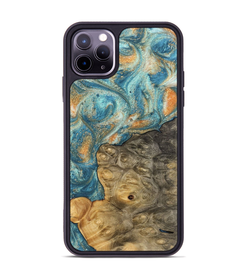 iPhone 11 Pro Max Wood Phone Case - Steven (Teal & Gold, 743465)