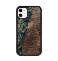 iPhone 11 Wood Phone Case - Sonia (Teal & Gold, 743466)