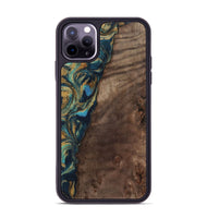 iPhone 11 Pro Max Wood Phone Case - Sonia (Teal & Gold, 743466)