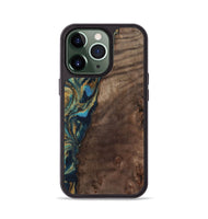 iPhone 13 Pro Wood Phone Case - Sonia (Teal & Gold, 743466)