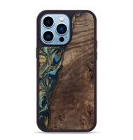 iPhone 14 Pro Max Wood Phone Case - Sonia (Teal & Gold, 743466)