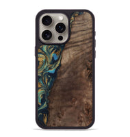 iPhone 15 Pro Max Wood Phone Case - Sonia (Teal & Gold, 743466)