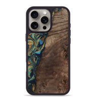 iPhone 16 Pro Max Wood Phone Case - Sonia (Teal & Gold, 743466)